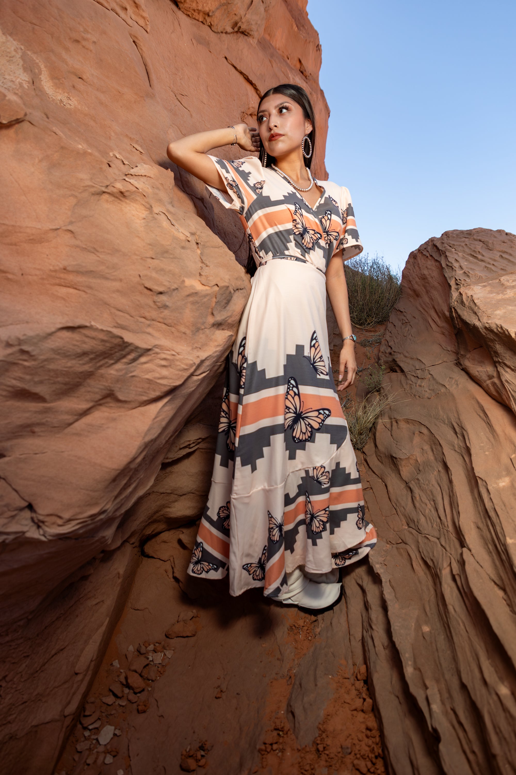 Navajo Butterflies Wrap Dress