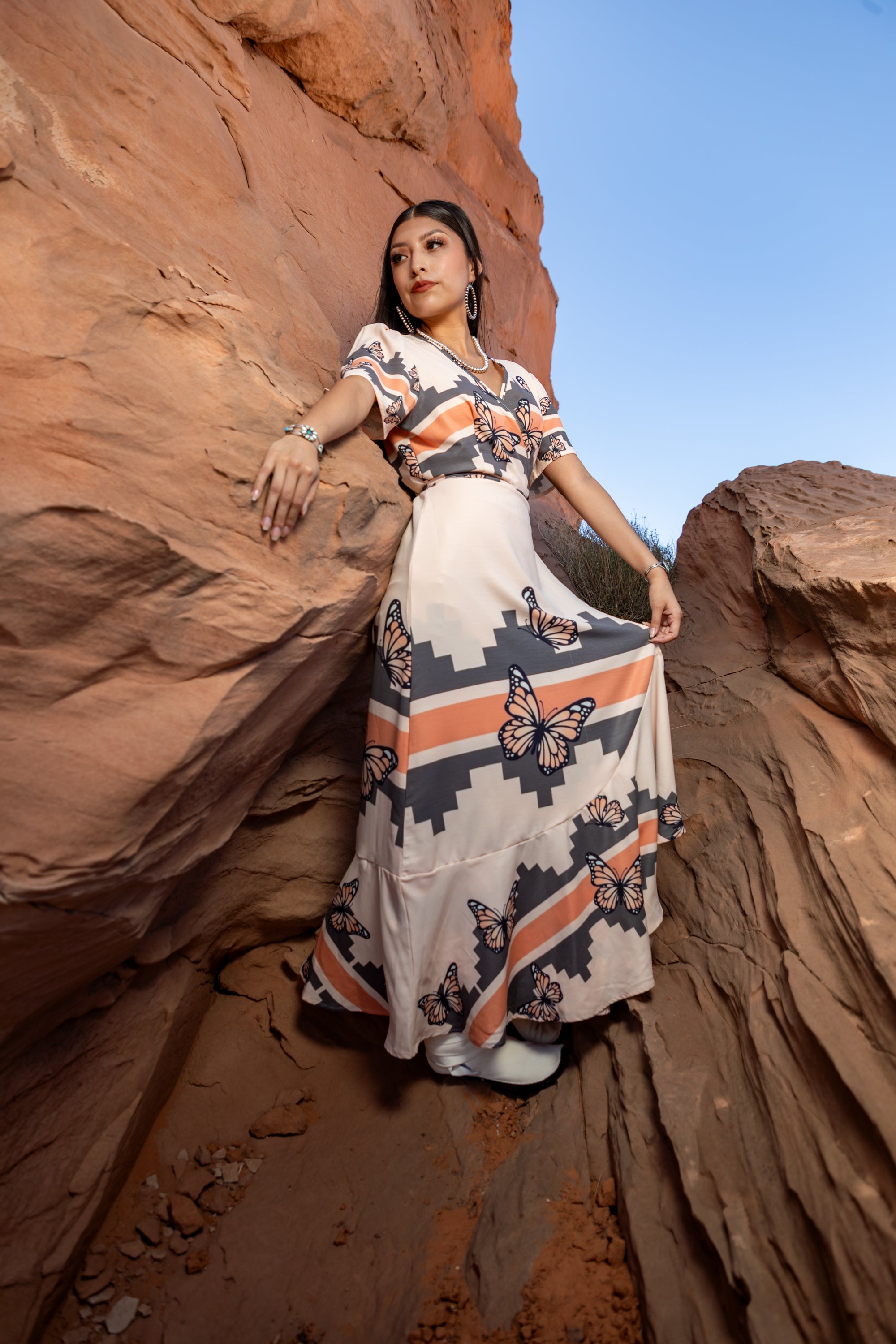 Navajo Butterflies Wrap Dress