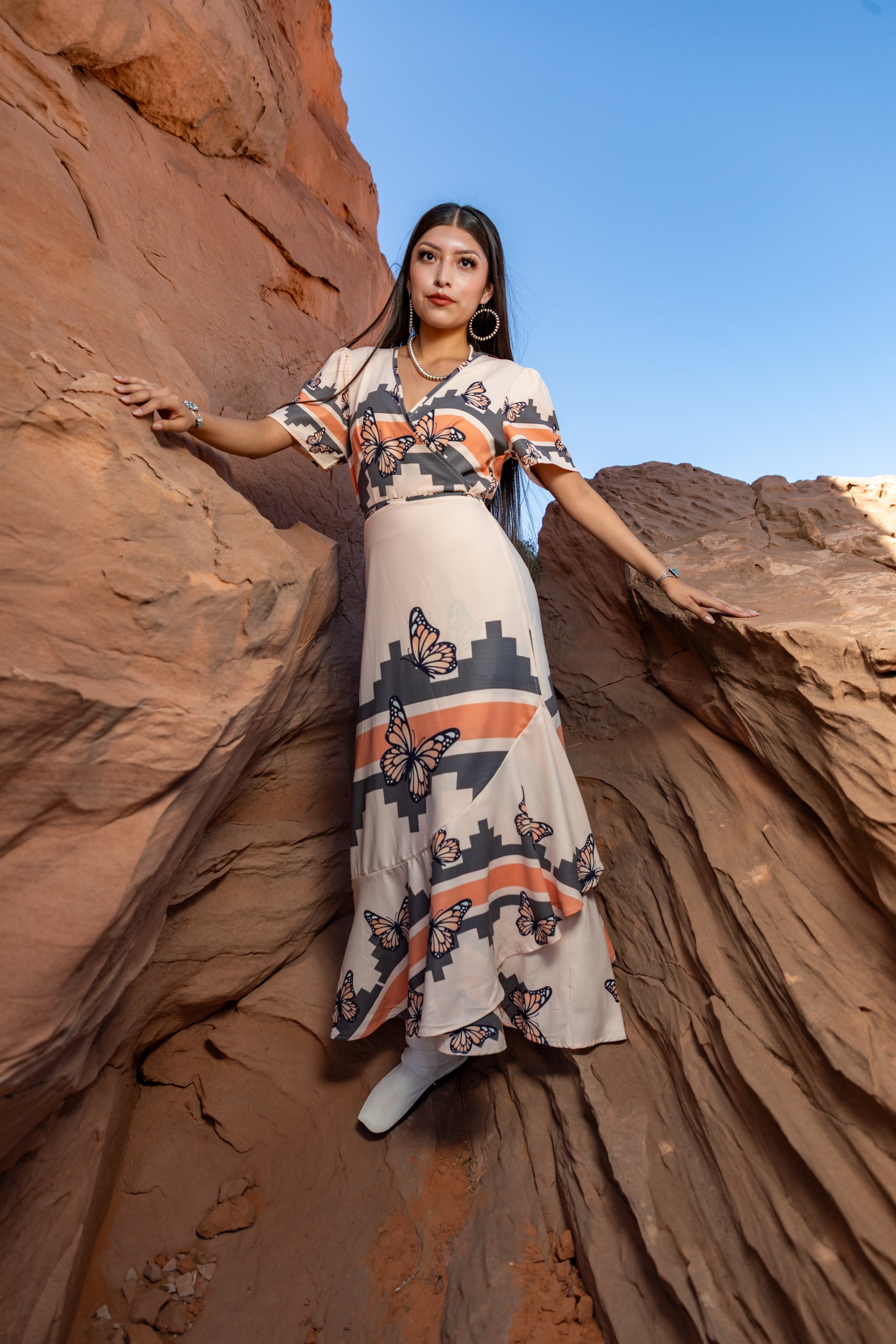 Navajo Butterflies Wrap Dress