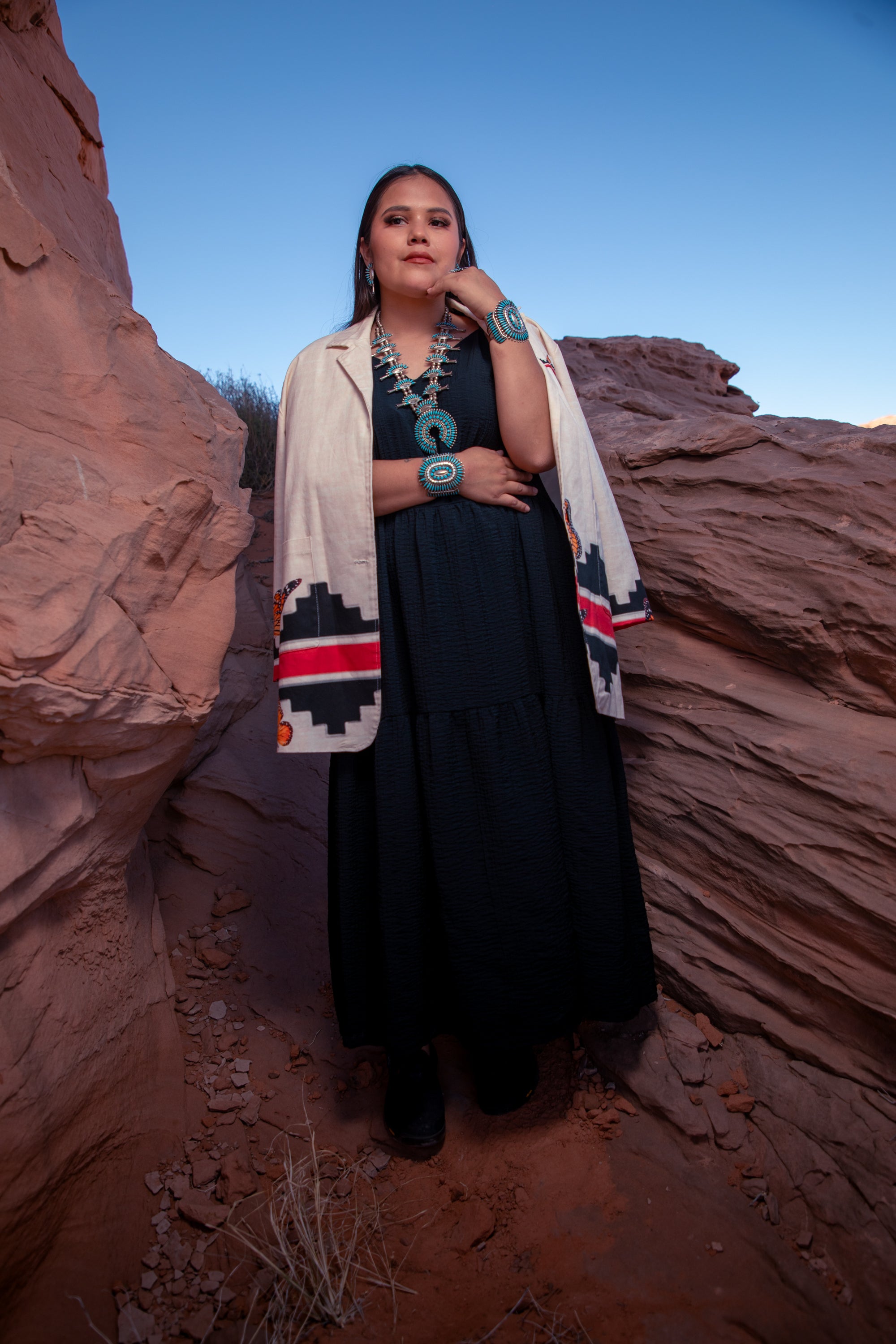 Navajo Butterfly Cotton Blend Blazer