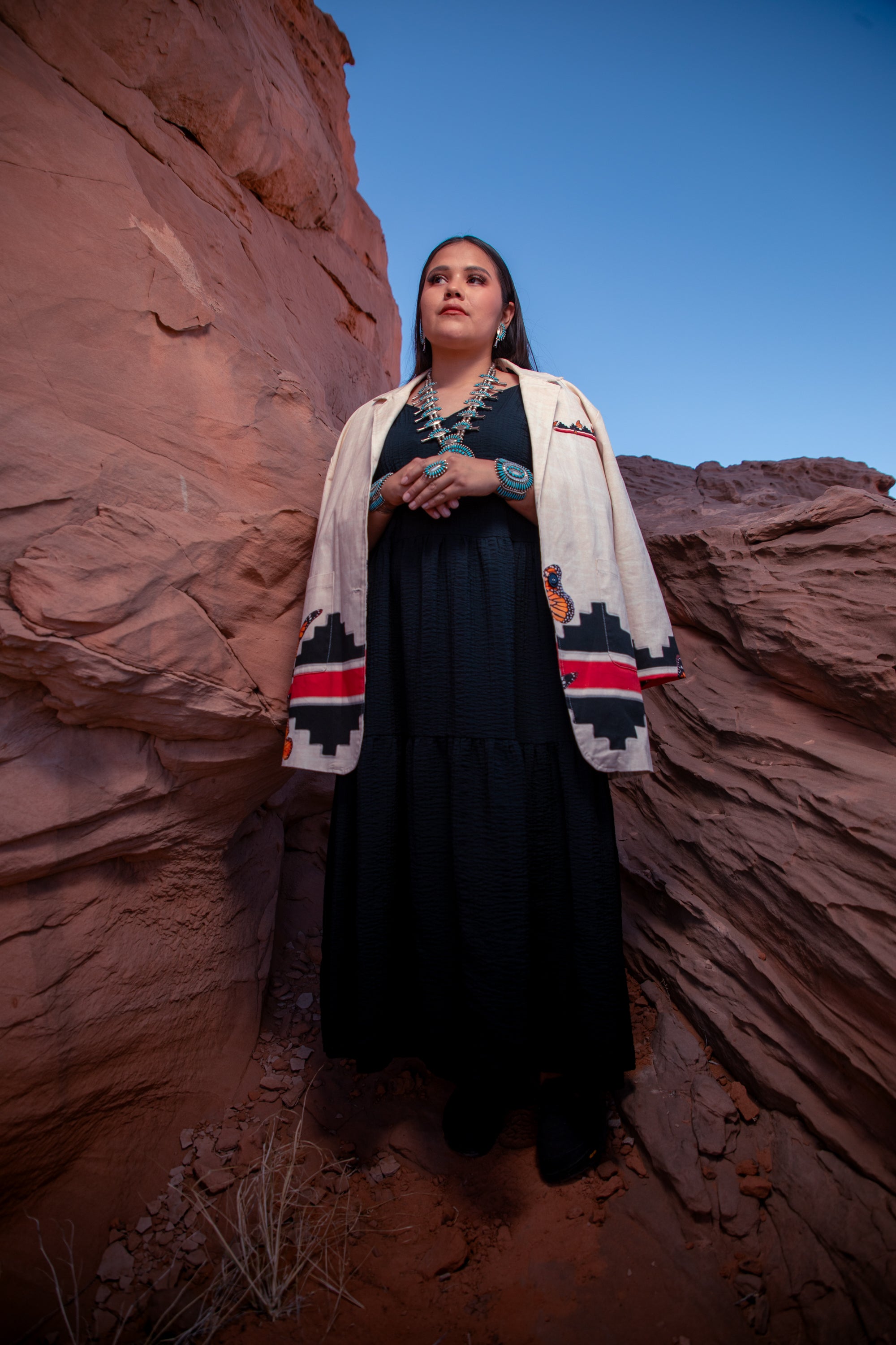 Navajo Butterfly Cotton Blend Blazer
